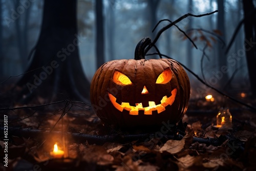 Halloween design - forest pumpkins.