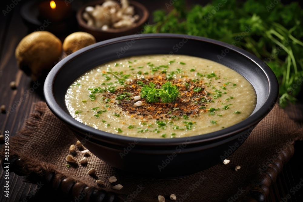 Spicy mushroom soup with in a bowl. Spicy mushroom soup with in a bowl.