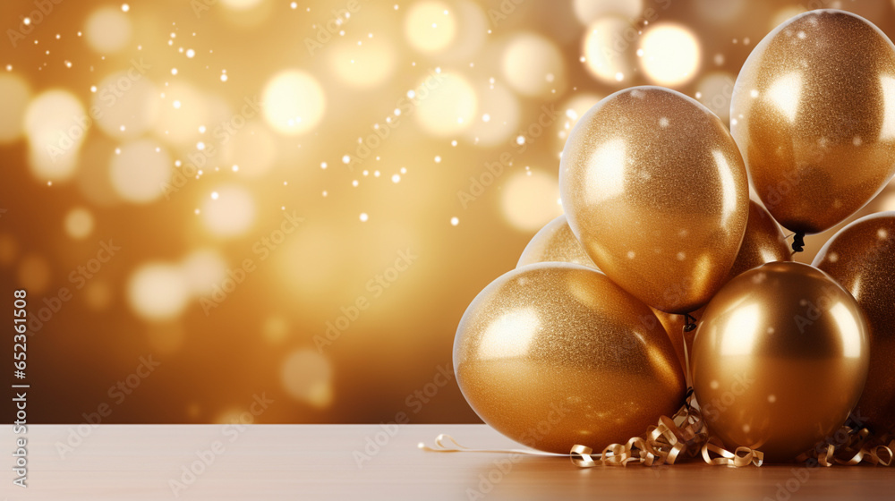 金色のバルーン背景、お祝い、クリスマス、年末年始 金色のバルーン背景、お祝い、クリスマス、年末年始
