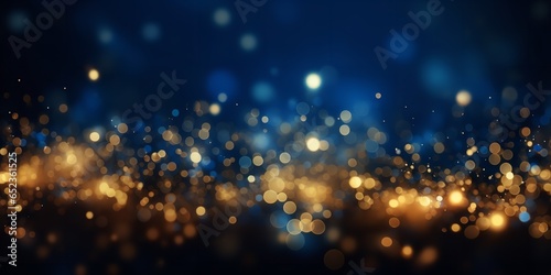 Golden Christmas light cast bokeh particles. Generative Ai.