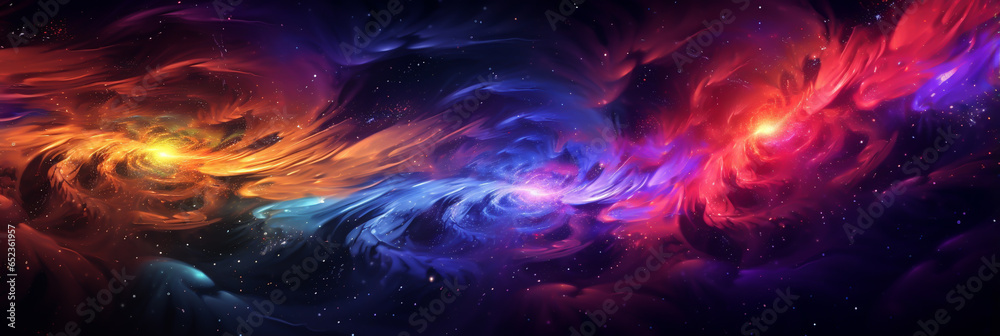 abstract background, illustration psychedelic style colorful waves on black. Generative Ai - obrazy, fototapety, plakaty 