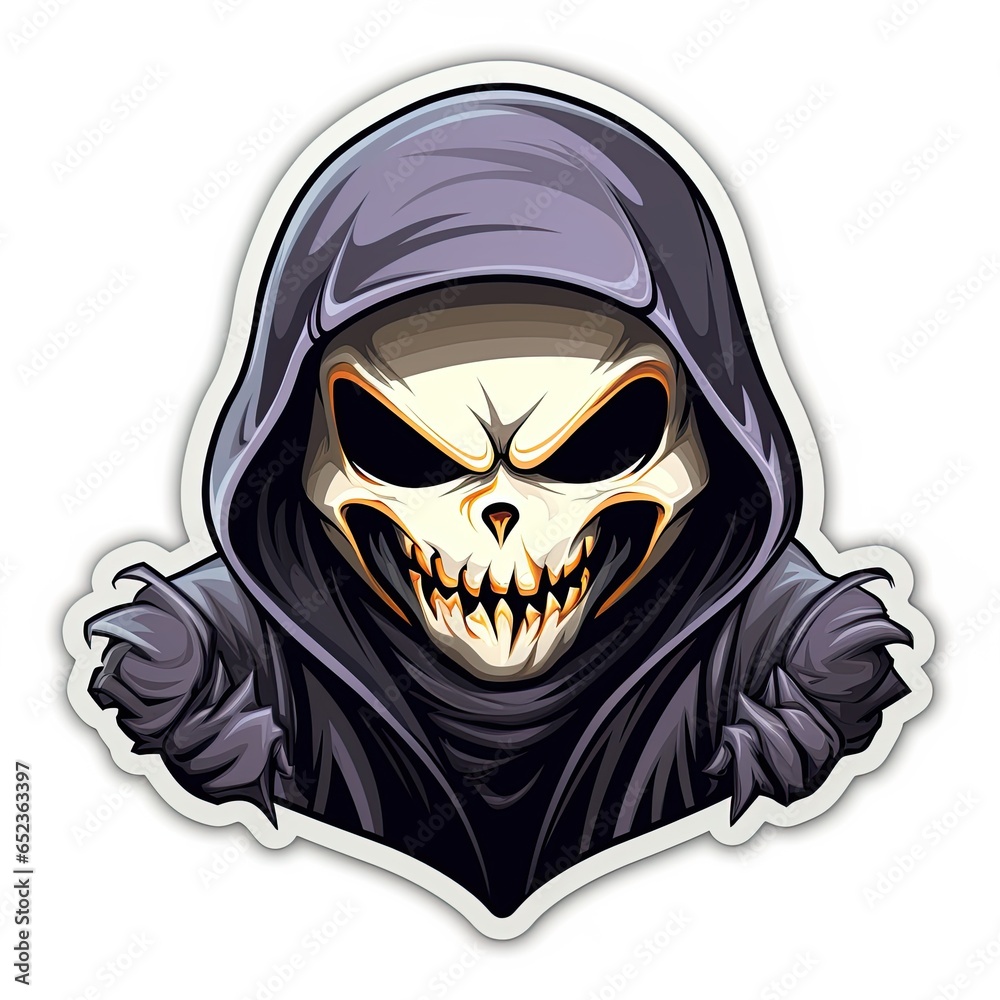 Grim Reaper sticker design isolated on white background. Ai Generative illustration Grim Reaper sticker design isolated on white background. Ai Generative illustration