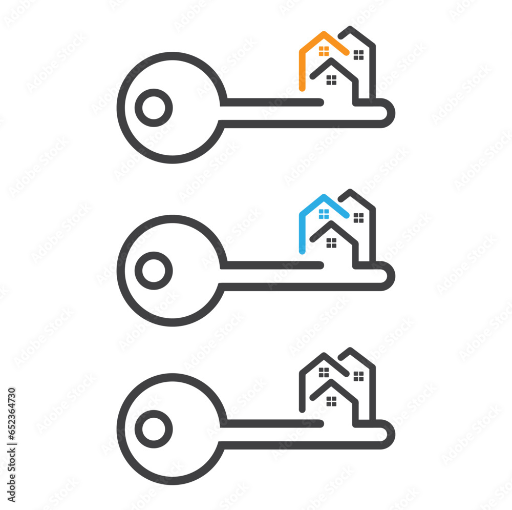 Key with house shape - vector, illustration. Key with house shape - vector, illustration.