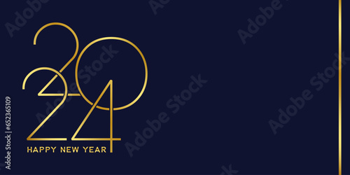 2024 New Year gold and blue vector background.