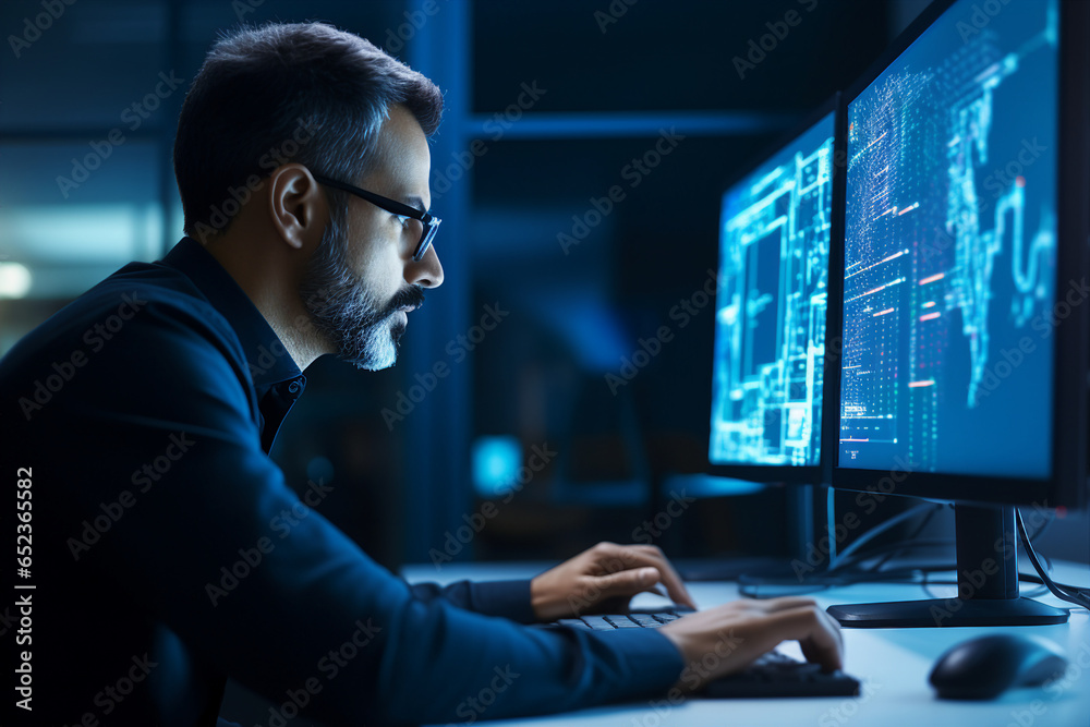 Generative AI technology picture of young arab man experienced worker modern life Generative AI technology picture of young arab man experienced worker modern life