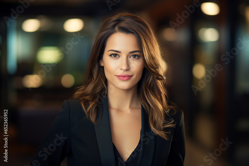 Generative AI portrait of amazing executive office worker brunette woman