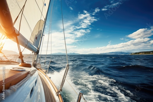 Sailing with sailboat. © Straxer