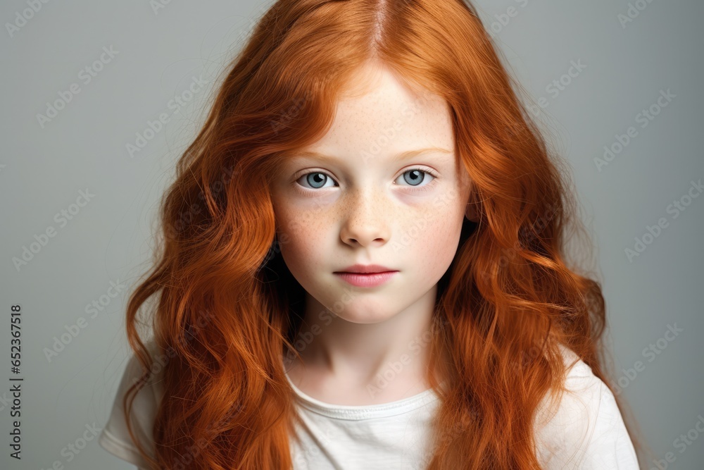 Studio portrait of girl( 8 - 9 years) with red hair