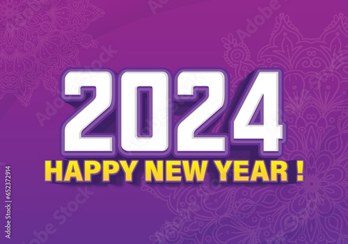 2024 New Year greeting banner_mandala_vintage design