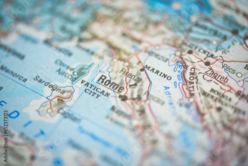 Photography The city of Rome in Italy on the map