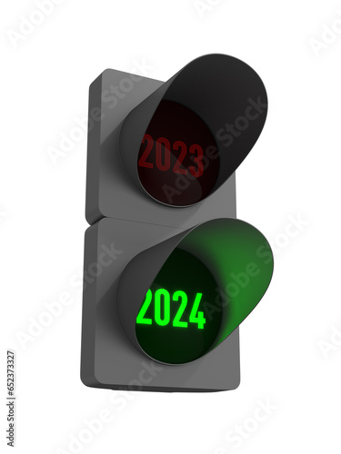 2024 new year. Traffic ligh...