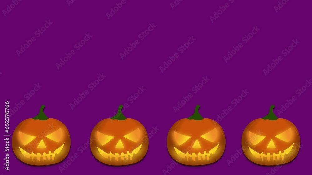 animation of halloween pumpkin with illuminated eyes on lilac background animation of halloween pumpkin with illuminated eyes on lilac background