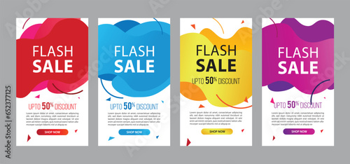 Dynamic modern fluid mobile for flash sale banners. Sale banner template design, Flash sale special offer set. modern mobile for flash sale banners