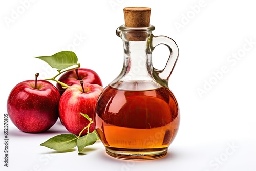 Pitcher filled with delicious, freshly pressed apple cider, set against a clean white background, evoking the warmth and comfort of autumn. Generative AI