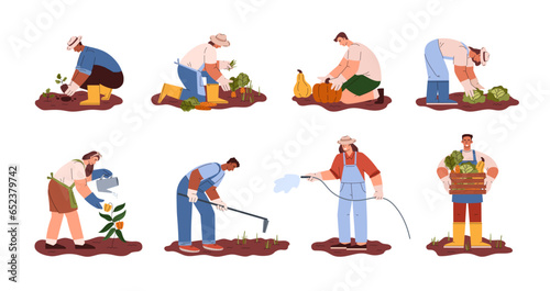Set of gardening people flat style, vector illustration