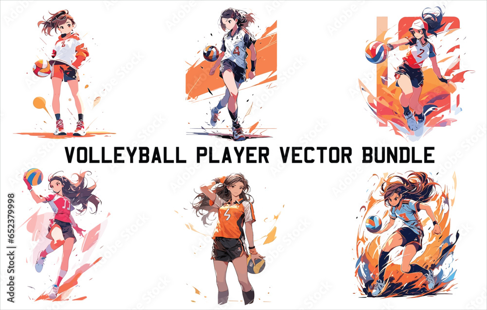 volleyball player vector bundle, female volleyball player ,Volleyball