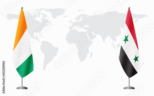 Ivory Coast and Syria flags for official meeting