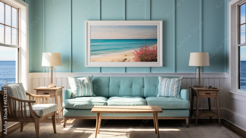 Frame mock up in Home Office Beach House Style, Mockups Design 3D, HD Frame mock up in Home Office Beach House Style, Mockups Design 3D, HD