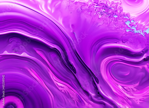 Art purple paint background with liquid fluid grunge texture and neon curved wave, Generative AI.