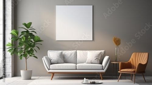 Frame mock up in Living Room Scandinavian-Minimalist   Mockups Design 3D  HD