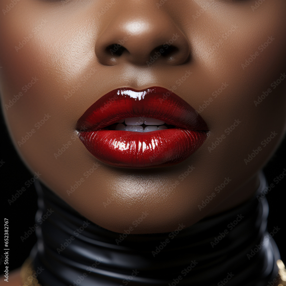 Obraz premium Close-up of a woman's lips, Ai generated