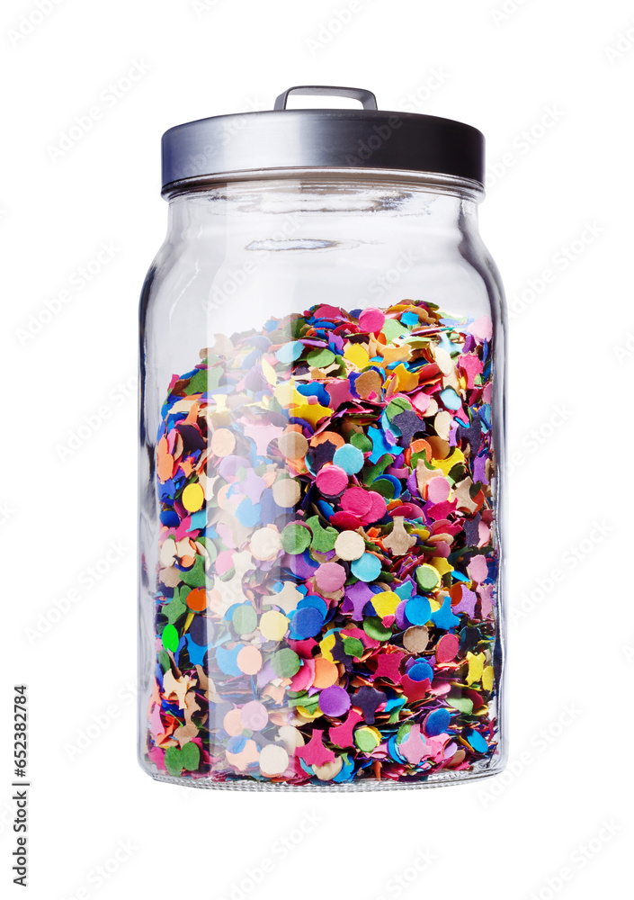 Konfettti in einem Glasgefäß