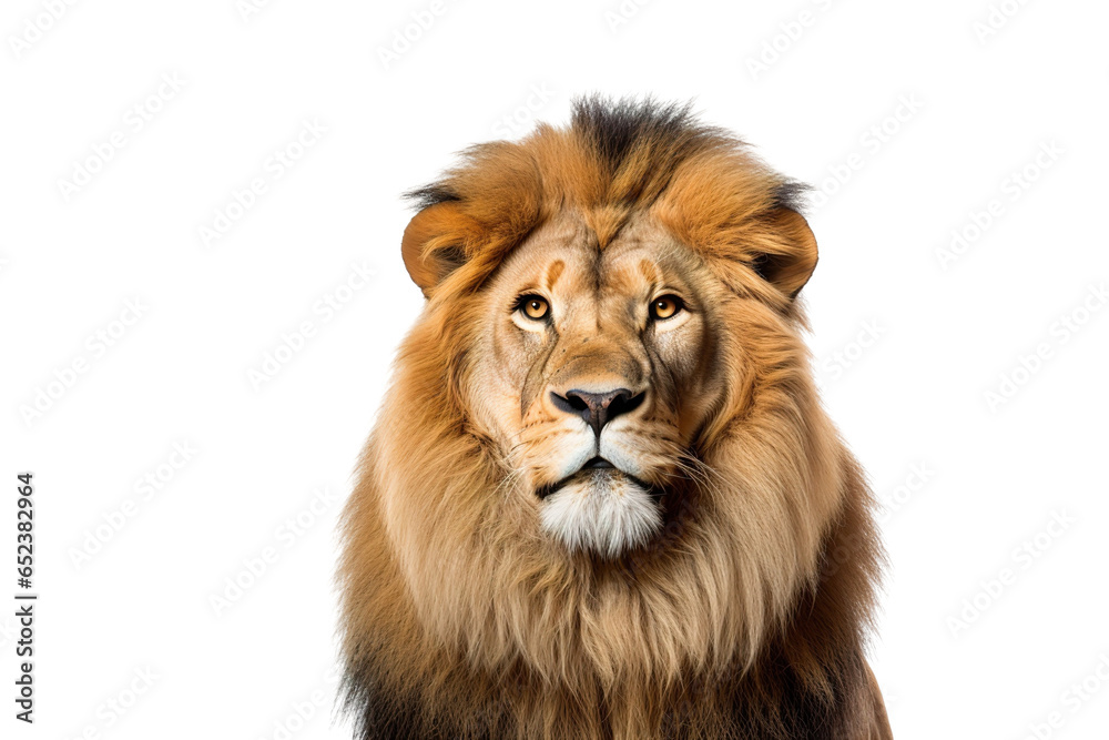 a beautiful lion on a white background studio shot isolated PNG