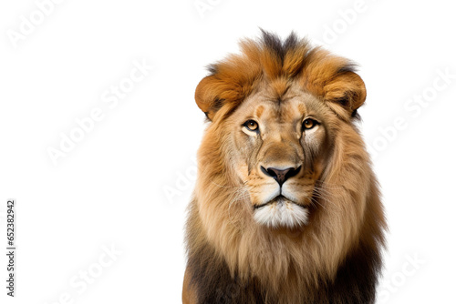 a beautiful lion on a white background studio shot isolated PNG © JetHuynh