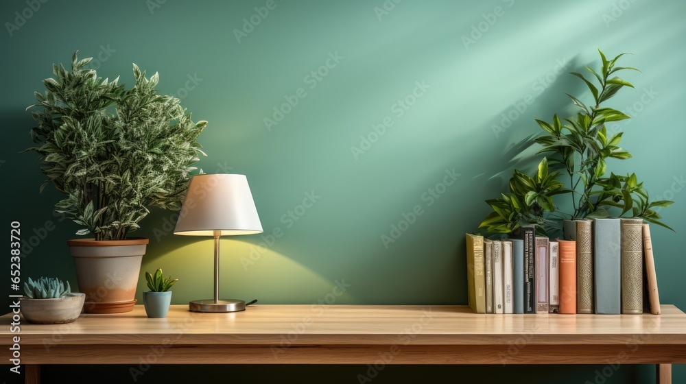 Frame mock up in Home Office Minimalist Style in Green, Mockups Design 3D, HD Frame mock up in Home Office Minimalist Style in Green, Mockups Design 3D, HD