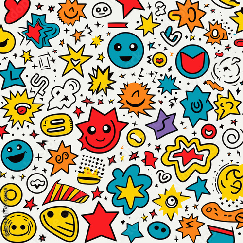 Comic sound effects pattern, background, hand-drawn cartoon flat art Illustrations in minimalist vector style