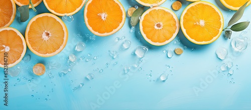 Oranges fresh and contrasted with black isolated pastel background Copy space