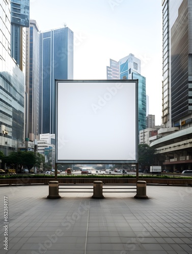 Blank white mockup billboard in the city