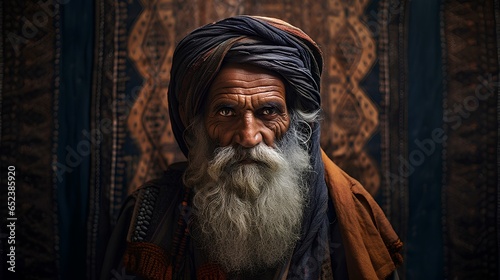 long beard elderly muslim man, enchanting intricate texture. generative AI