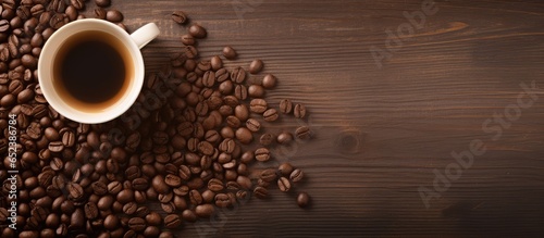 Coffee beans and a mug of j...