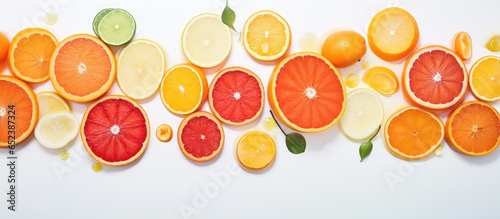 Multiple red orange and zest sections on a isolated pastel background Copy space