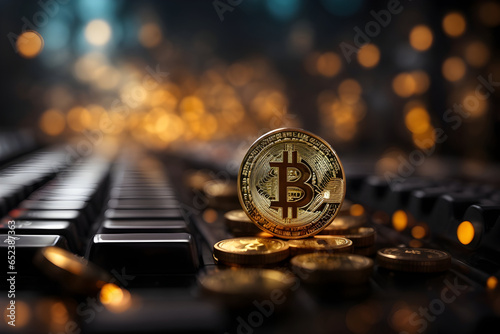 Gold bitcoin crash. Concept of a cryptocurrency market crisis ,Bitcoin trading price going up, BTC.Generative AI