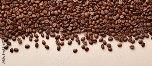 Coffee beans being roasted on a isolated pastel background Copy space