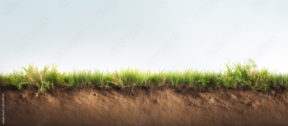 Grassy soil isolated pastel background Copy space - obrazy, fototapety, plakaty 
