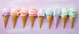 Thai made ice cream isolated pastel background Copy space