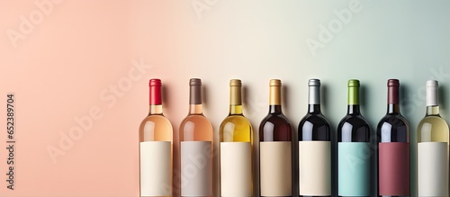 Wine bottles on a isolated pastel background Copy space with no other objects