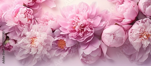 Peonies are stunning blossoms isolated pastel background Copy space