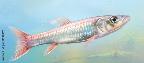 The gudgeon also known as Gobio gobio isolated pastel background Copy space photo