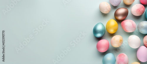Copy space of painted Easter eggs isolated amazing colored egg