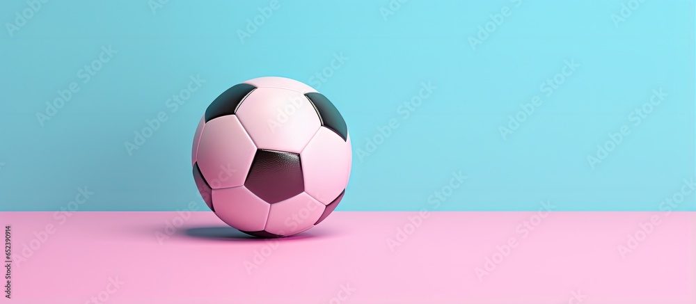 Fototapeta premium Three dimensional soccer ball isolated pastel background Copy space