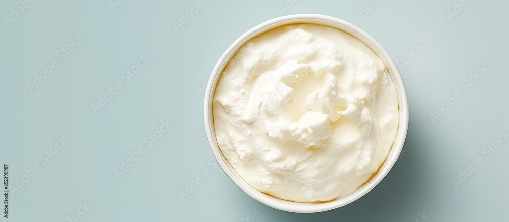 Curd on a isolated pastel background Copy space Curd on a isolated pastel background Copy space