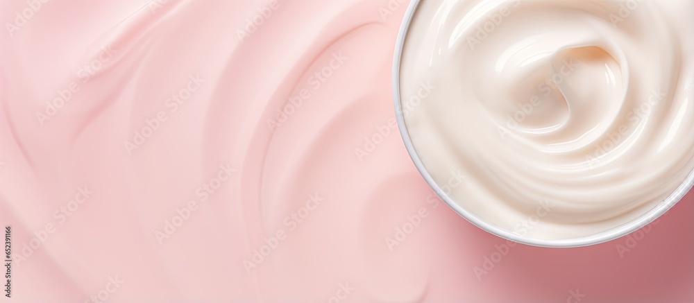 Expired yogurt exposed on isolated pastel background Copy space Expired yogurt exposed on isolated pastel background Copy space