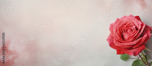Red flower against isolated pastel background Copy space