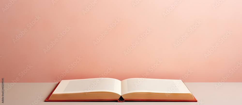 Fototapeta premium Book open on table isolated pastel background Copy space