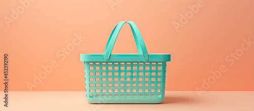 3D image of a isolated pastel background Copy space with an empty basket