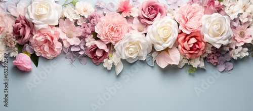 gorgeous bridal flowers isolated pastel background Copy space © vxnaghiyev